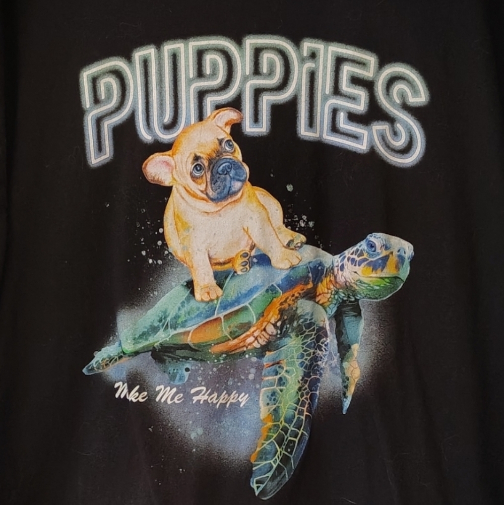 Puppies Make Me Happy Turtle Tshirt